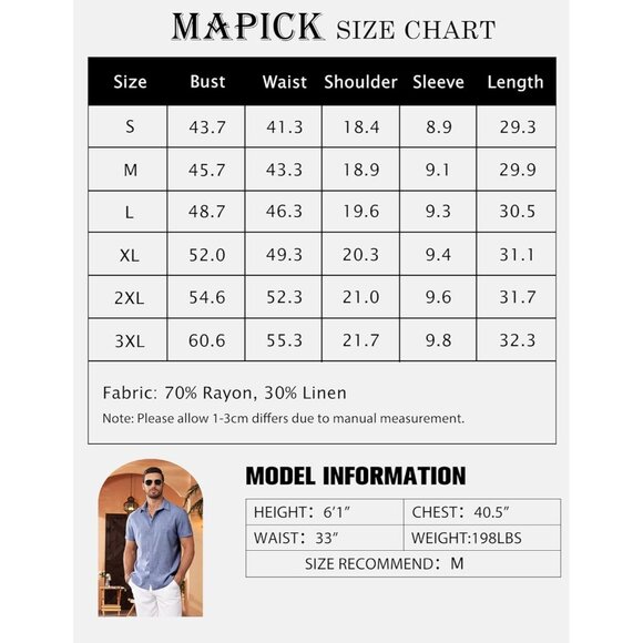 Men's  A-denim Blue Linen Short Sleeve Button Down Casual Shirt Business Dress - Picture 6 of 6